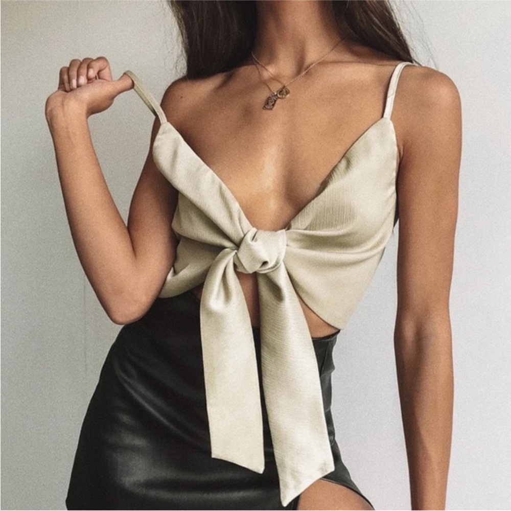 Princess Polly Jamelia tie front top - khaki